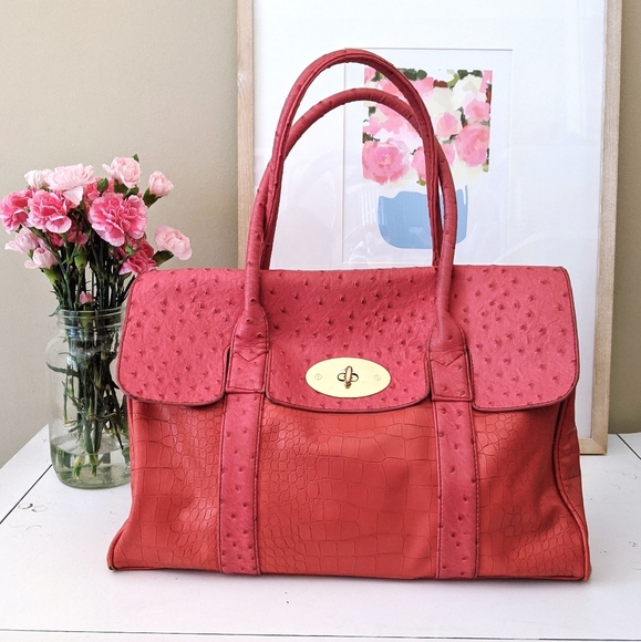 pink & orange faux crocodile faux leather handbag - Picture 14 of 14